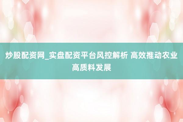 炒股配资网_实盘配资平台风控解析 高效推动农业高质料发展